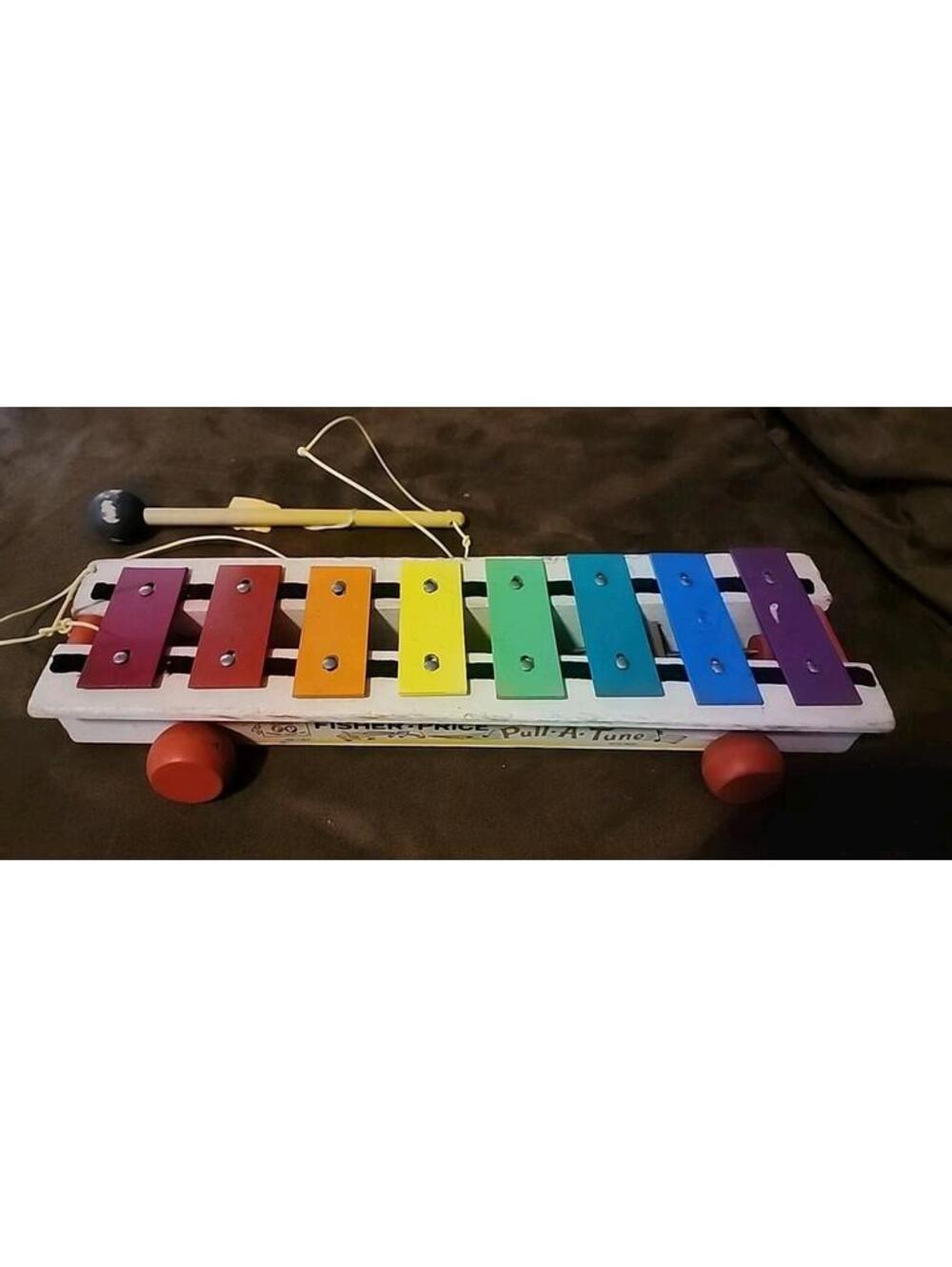 Vintage Fisher-Price 1964 "Pull-A-Tune" Wood & Metal Xylophone Working (G5B)